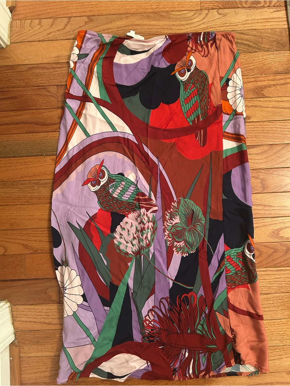 Corey Lynn Calter Multicolor Owl Print Midi Skirt